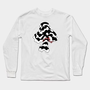 The Perfect Magic Mushroom: Trippy Dripping Wavy Black and White and Red Contour Lines Long Sleeve T-Shirt